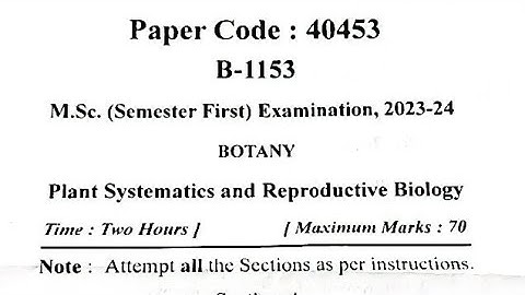 MJPRU M.Sc 1st Semester Botany 3rd Paper 2023-2024