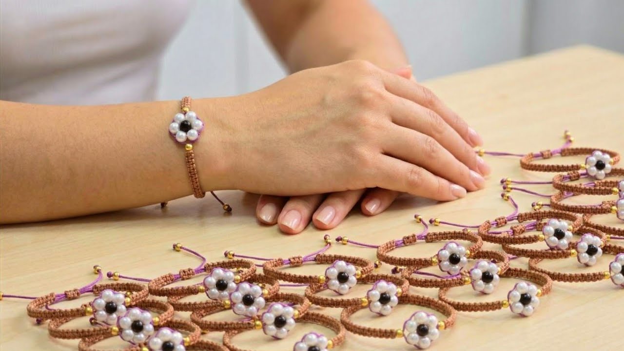 Как сделать самый простой браслет из цветов с бусинами 💎 | пошаговый мастер-класс по изготовлению...