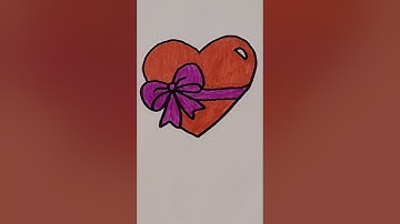 How to draw a Heart with a Bow Ribbon Emoji Easy #drawing #heart #bow