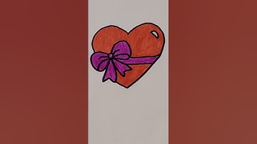 How to draw a Heart with a Bow Ribbon Emoji Easy #drawing #heart #bow