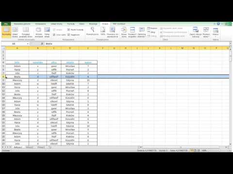 Excel - podstawy. Blokowanie kolumn i wierszy.