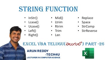 EXCEL VBA TELUGU PART - 26 || STRING FUNCTION IN VBA TELUGU || VBA STRING FUNCTION ||