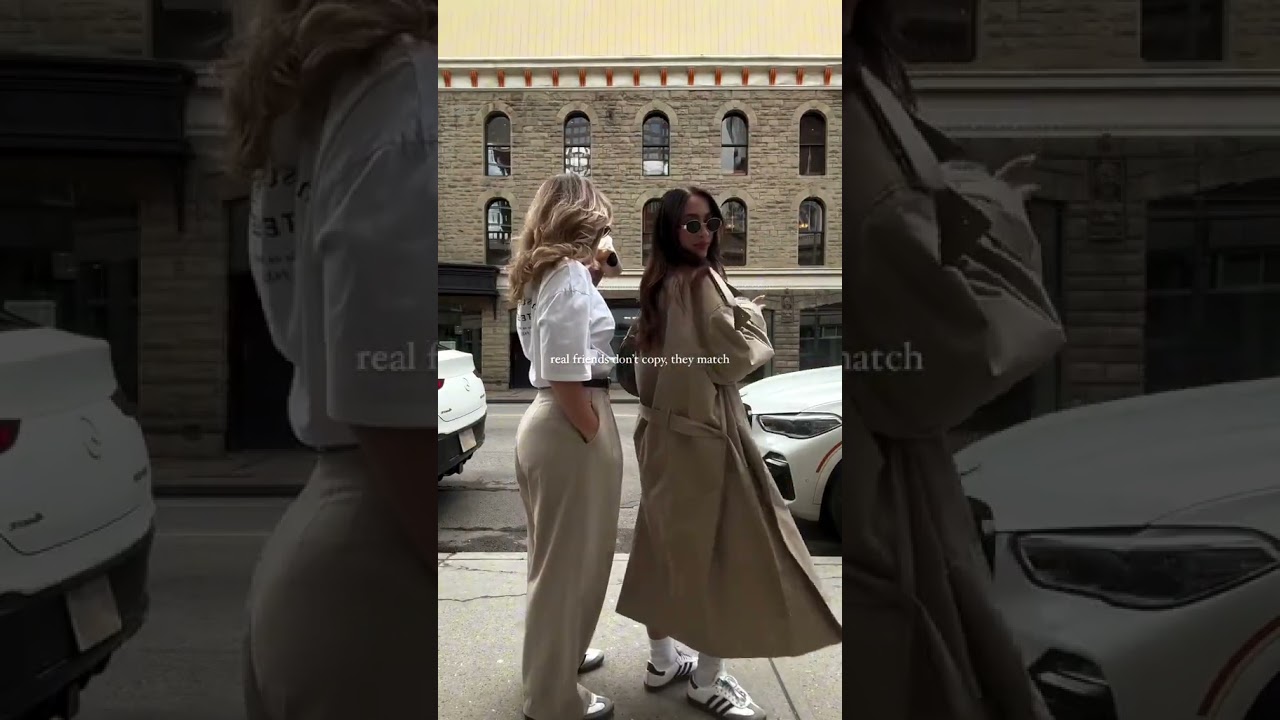 Besties in Trench Coats | Stylish Coffee Run | 