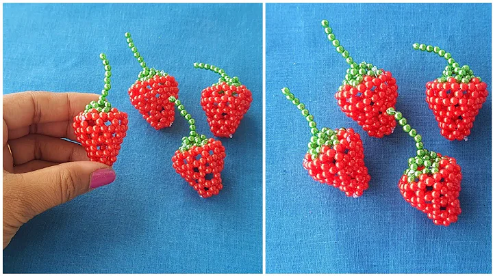 How To Make Beaded Strawberry | Beaded Fruit | Beaded Keychain Making | Bead Strawberry Tutorial