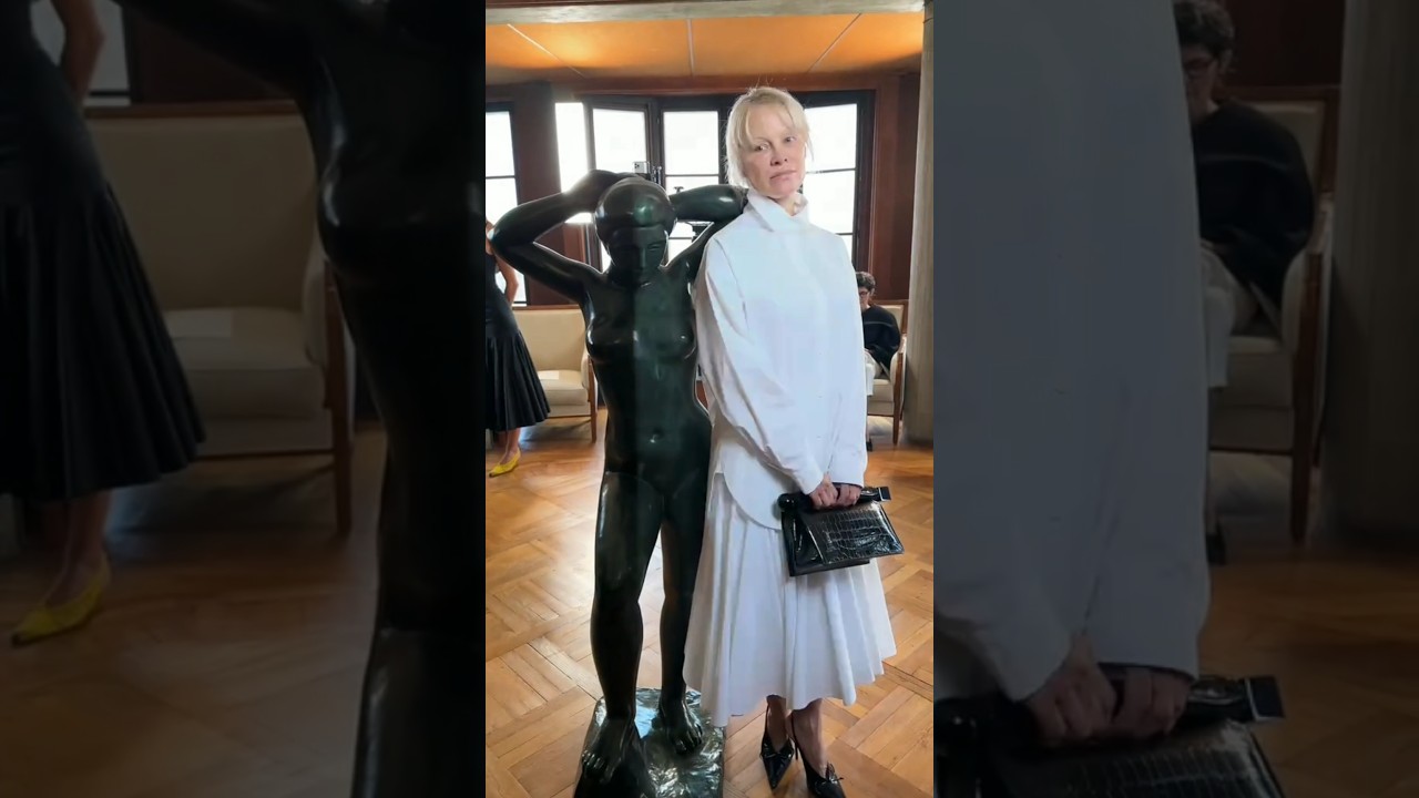 Pamela Anderson at the jacquemus FW25 show.