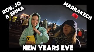 Marrakech New Years Eve 2024 to 2025 with Cheers and Fireworks at Midnight in the Medina