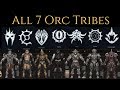 Middle Earth: Shadow Of War - All 7 Orc Tribes Gameplay Trailers ( Base Game Tribes )