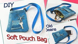 DIY Soft Pouch Bag Tutorial From Old Jeans - How To Make Mobile Phone Case - Cover In 20 Minutes screenshot 2