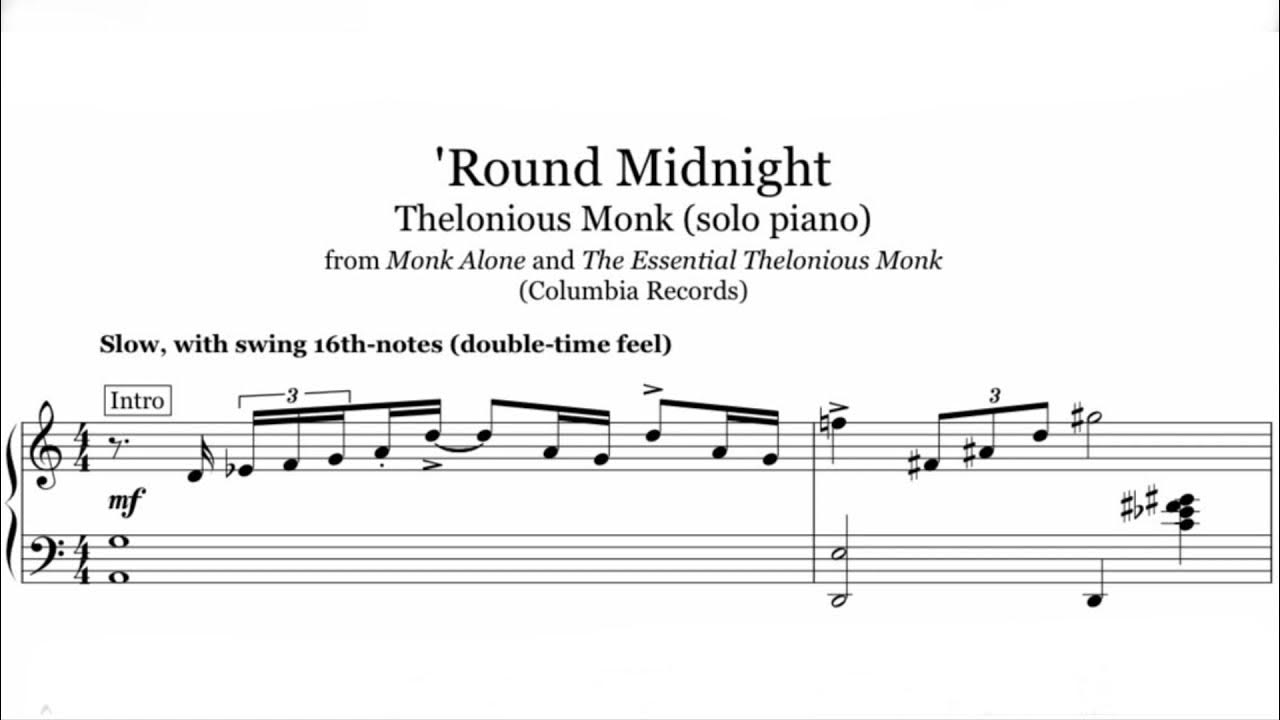 Round midnight. Телониус Монк Round Midnight. Thelonious Monk Round Midnight. Thelonious Monk Round Midnight Ноты. Соло Round Midnight.