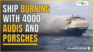 Ship Carrying Luxury Cars Burning in the Atlantic Ocean
