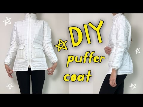DIY PUFFER COAT/How To Make Puffer Jacket/Turtleneck/Easy Pocket✂From Scratch