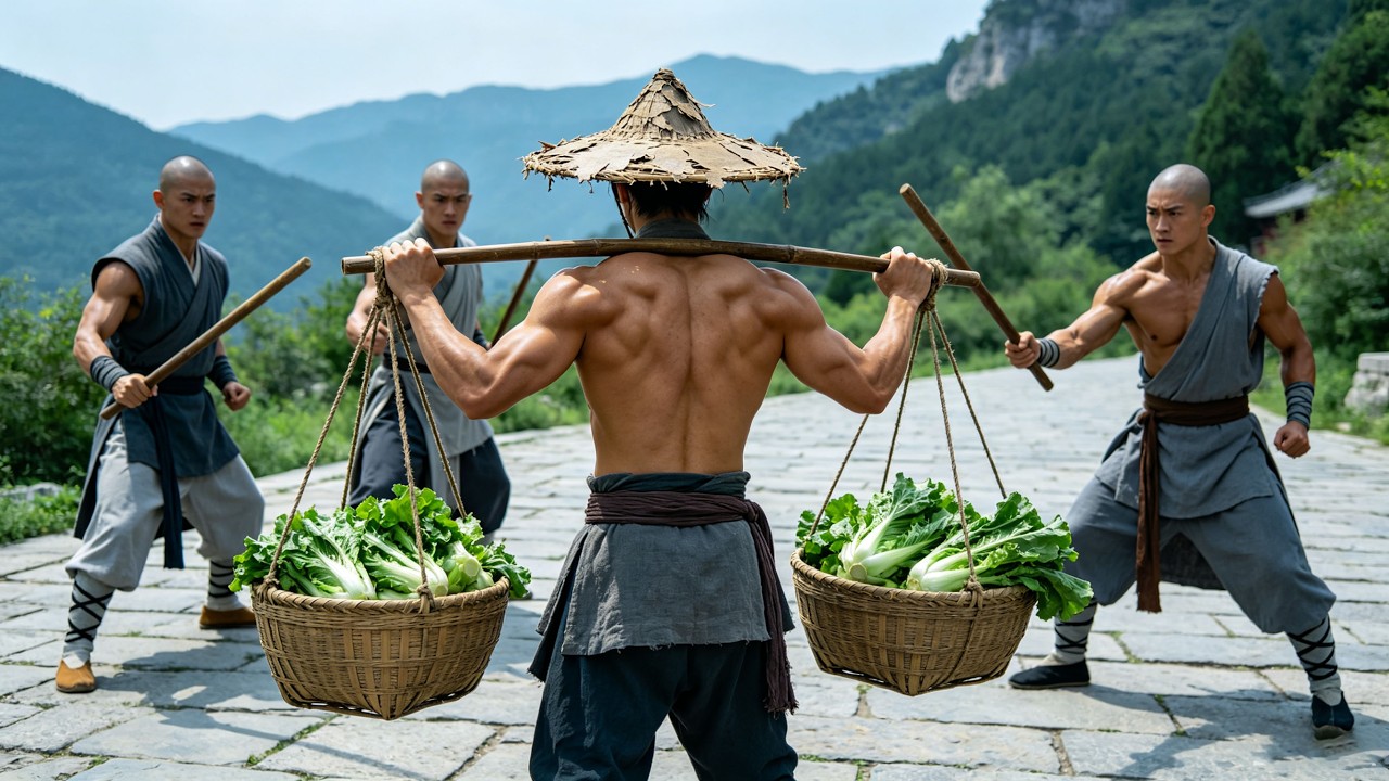 功夫電影！戴斗笠的挑菜年輕男人竟是隱藏的功夫高手！ 💥 #中国电视剧 #KungFu #Martial #功夫
