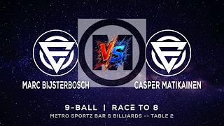 MARC BIJSTERBOSCH vs CASPER MATIKAINEN - METRO SPORTZ BAR & BILLIARDS - TABLE 2 | EvoSports