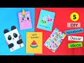 5 DIY Easy Notebooks for Back to School/Cute Notebook Decoration Ideas/How to Decorate Notebook