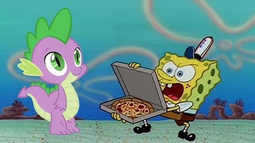 🌈Spike 🐉trying to get a pizza from Spongebob  My Little Pony💥🦄