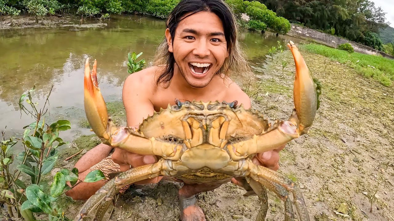 超巨大ガザミと毒蛇ハブのしゃぶしゃぶ にしてみると Giant Mud Crab Catch And Cook Youtube