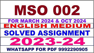 mso 2 solved assignment 2023-24 | mso 2 solved assignment in english 2024 | mso 2 2024