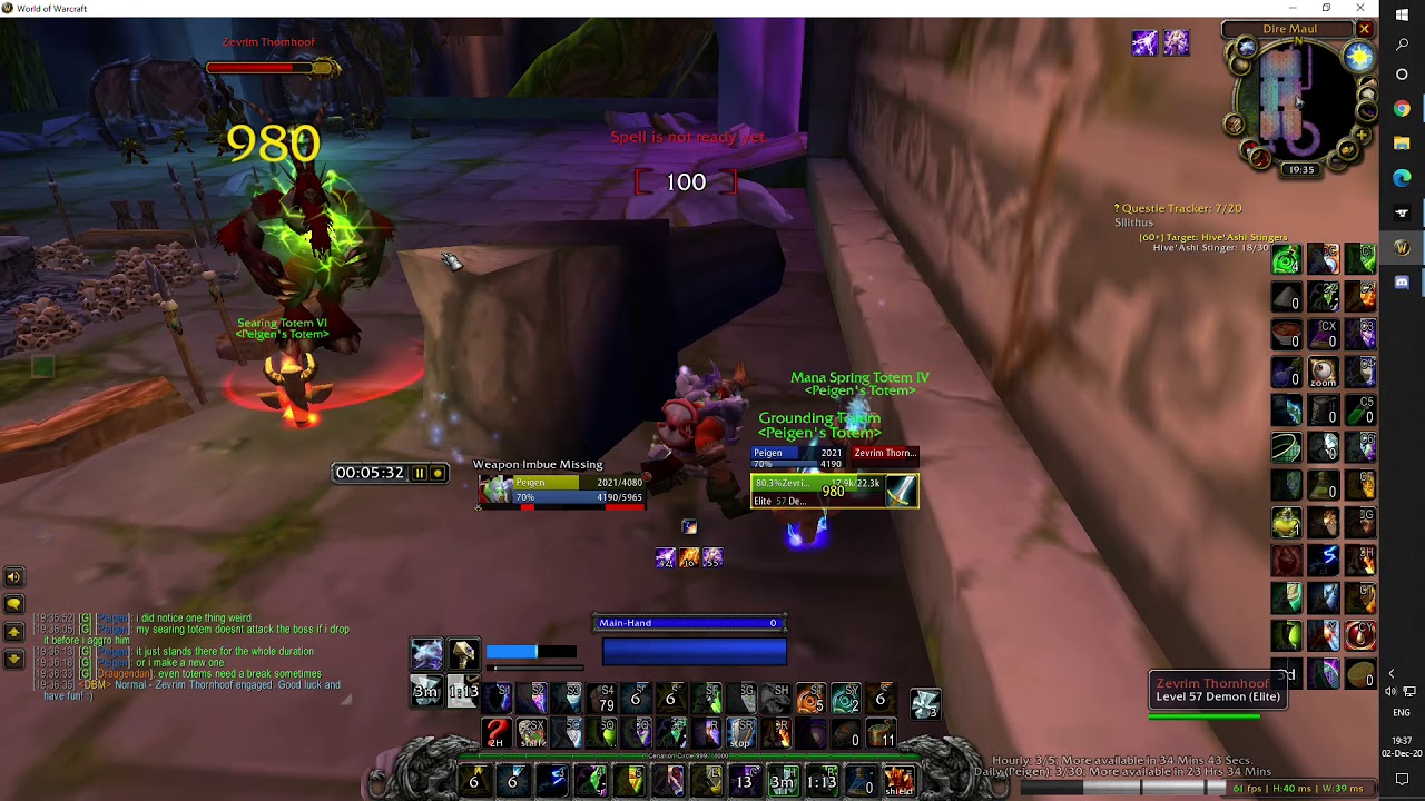 Searing totem not attacking - WoW Classic bug? 1.13.6 Naxx patch