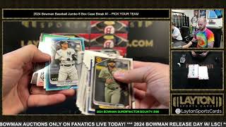 FUN FIRST CASE! 2024 Bowman Baseball Jumbo 8 Box Case Break #1