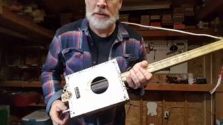3 string cigar box guitar with internal reverb springs (#105)