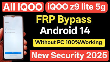 All IQOO Frp Bypass Android 14 New Security 2025-IQOO Z9 Lite 5g Google Account Unlock Without PC 