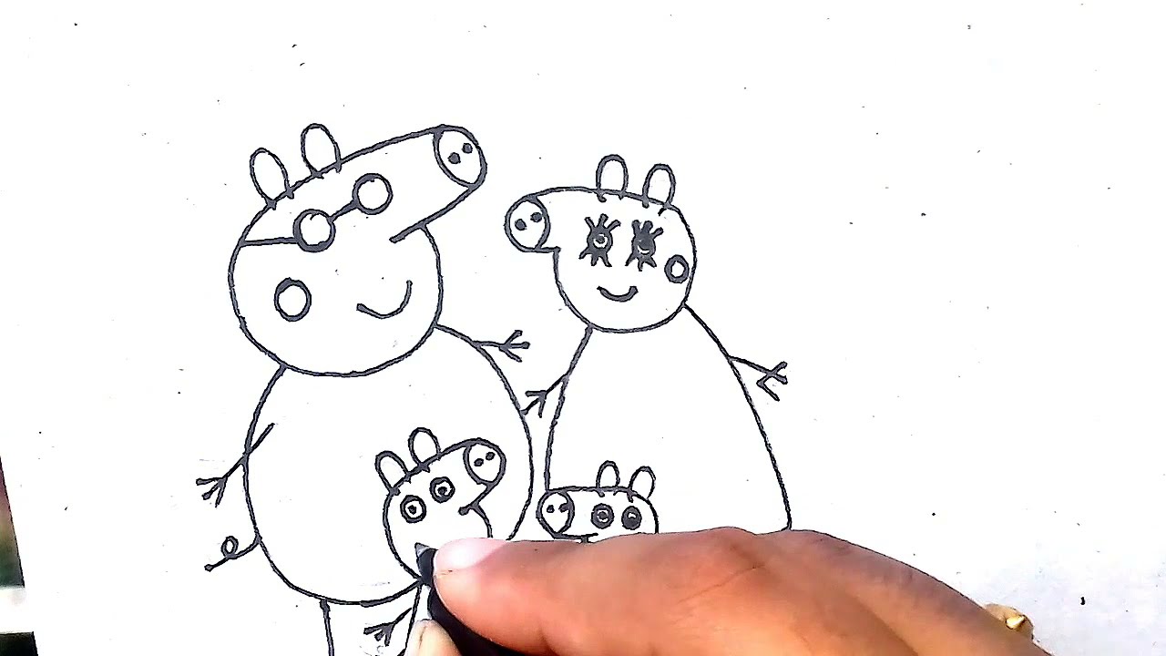 Peppa pig family drawing
