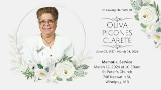 Memorial Service of Oliva Picones Clarete (Nanang) - March 12, 2024