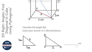 3D Right-Angles: Find Diagonal In Cube Using Pythagoras’ Theorem (Grade 9) - GCSE Maths