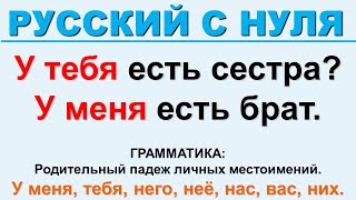 Родительный падеж личных местоимений. Притяжательная конструкция "У меня есть..." Русский с нуля.