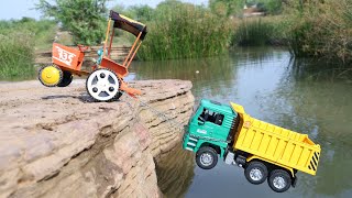 Dump Truck Accident Biggest River Pulling Out HMT Tractor ? Scania Tipper | Jcb Cartoon | Hyva Truck