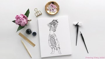 How to draw a Dancing Girl - Step by Step Tutorial By || Ravi Katiyar || Drawing Diary 2000 ||