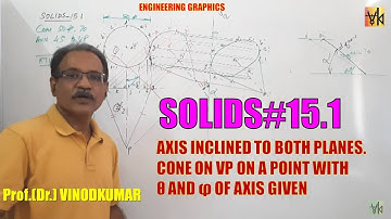 Projection of Solids-15.1, Cone lying on VP- Axis inclined to both planes by Prof. Vinodkumar