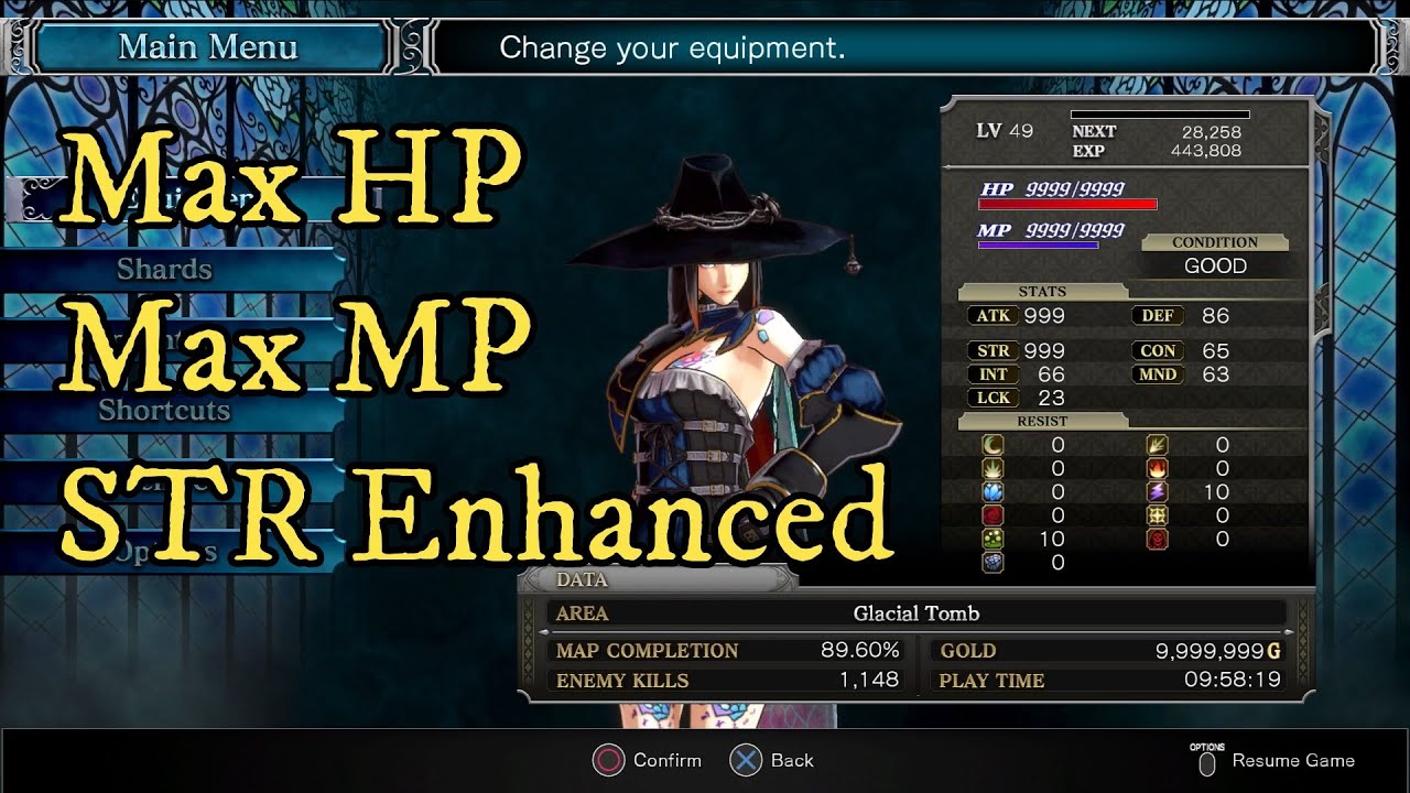 PS4 Bloodstained: Ritual of the Night Max HP/MP/STR Cheats