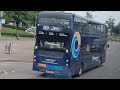 (Top deck view) Stagecoach Midlands ADL E400MMC passes an E200 at Corby Town Centre 15/6/26