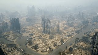 Video footage shows the charred ruins of hundreds homes in coffey
park, santa rosa, after one deadliest fire days california's history.
several ...