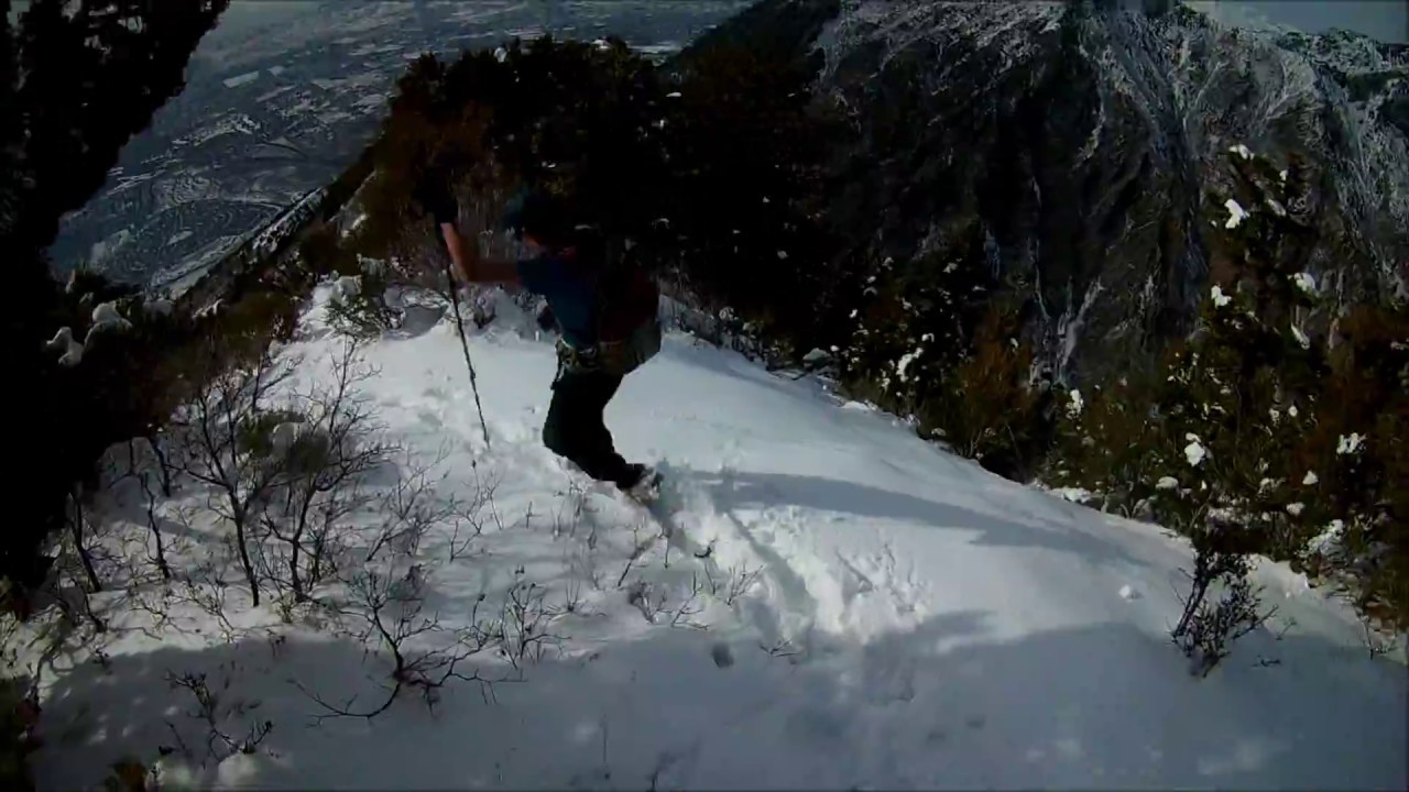 Skiing down Mahogany Mountain with no skis (we fall a lot)