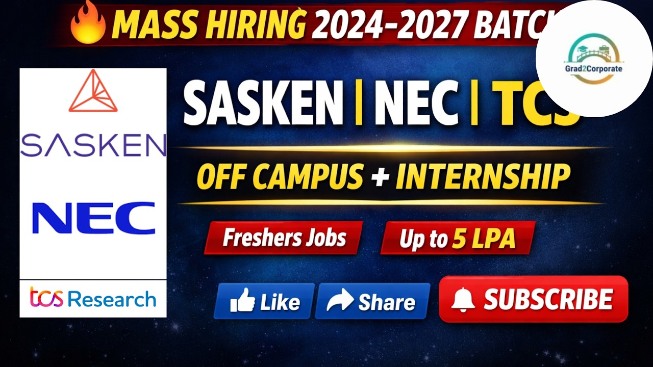 🚀 Sasken Off Campus Drive 2025 | NEC Graduate Engineer Trainee | TCS ...