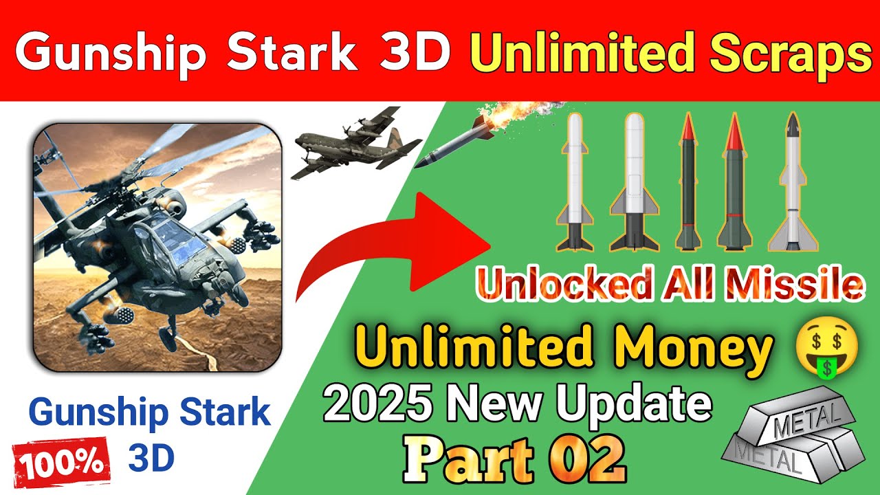 Gunship Strike 3D Unlimited Scraps__Gunship Strike 3D All Weapons Unlocked__Gunship Battle Mod Apk