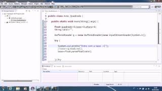 Video Aula de Java que Calcula a Area Quadrada