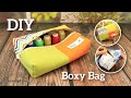 DIY Boxy Bag with No Binding✨Beautiful pouch made in 4 pieces Tutorial