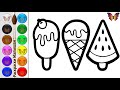 Мультик раскраска МОРОЖЕНОЕ  для детей / Как нарисовать и раскрасить МОРОЖЕНОЕ / Раскраски Малышам