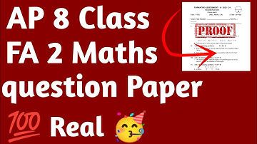 ap 8th class fa2 maths question paper 💯real🥳 2023-24 question paper (model paper)