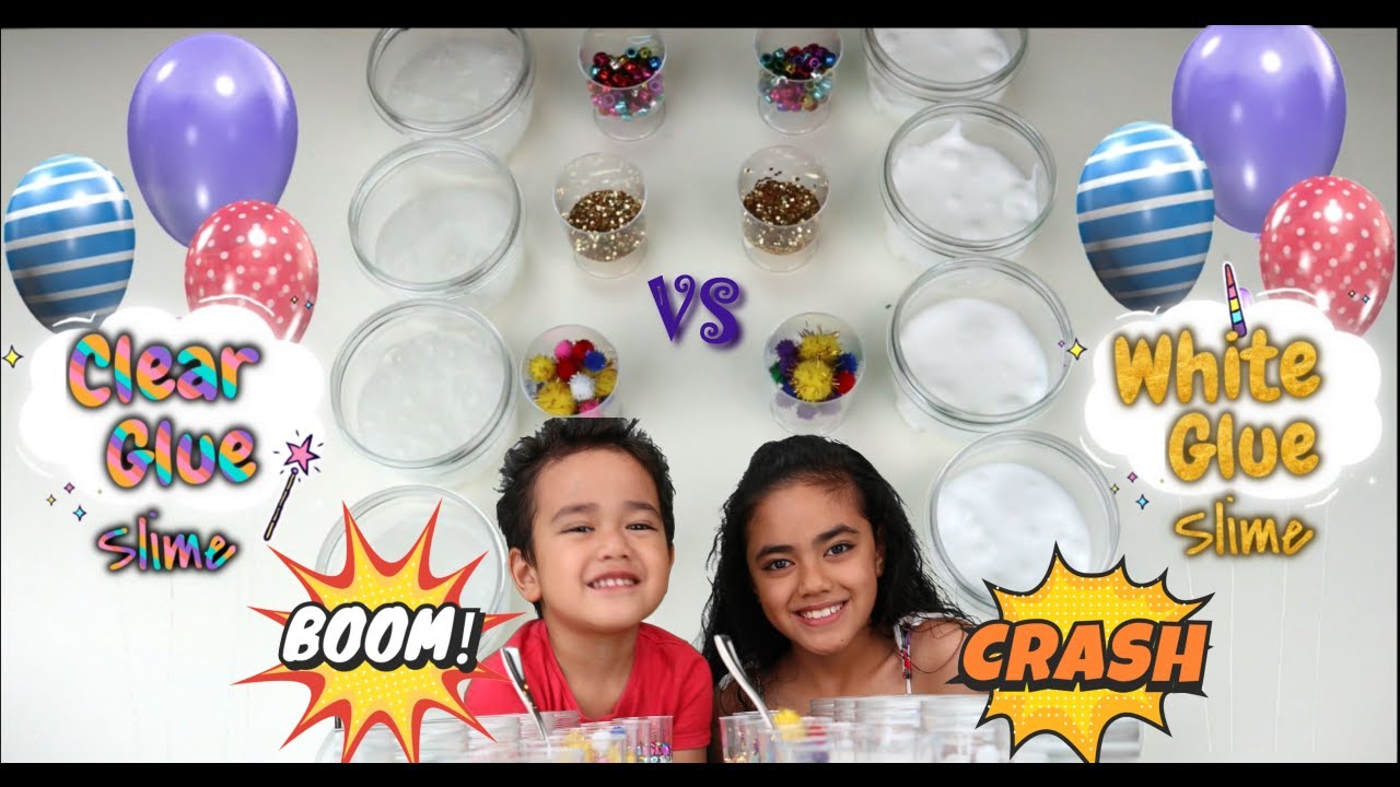 Clear Glue Slime VS White Glue Slime - YouTube