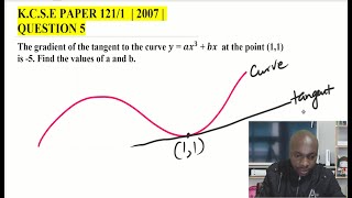 CALCULUS | GRADIENT OF THE TANGENT TO A CURVE | K.C.S.E PAPER 121/1  | 2007 | QUESTION 5(re-done)