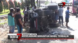 JOMBANG – Ban Mobil Lepas, Kecelakaan Beruntun Tak Terhindarkan