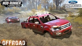 Spintires Mudrunner - 2012 Ford Ranger Towing A Lamborghini Through The Mud
