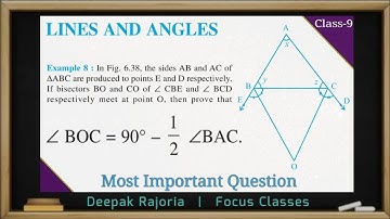 In Fig. the sides AB and AC of ∆ABC are produced to points E and D respectively. If bisectors BO