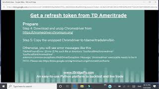 Trading with TD Ameritrade using Python on Mac: Get a refresh token