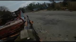 Ukraine - 14.10.2022. Ukrainian Soldiers Providing Suppressing Fire Against Russians In Building.