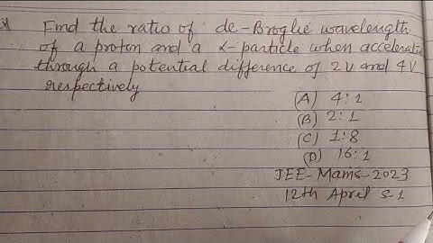 The ratio of deBroglie wavelength of a proton and a alpha particle when accelerated through a...